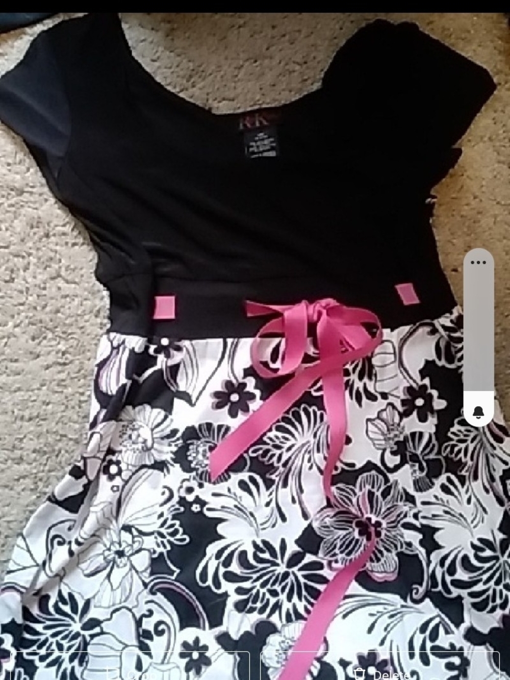 R&K Black, White & Pink Floral Casual Kids Dress
